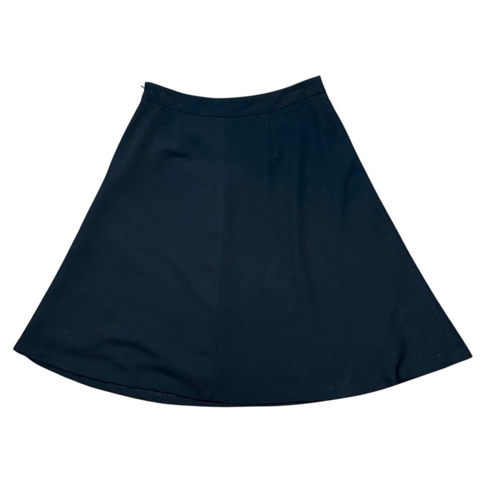Ann Taylor Loft A Line Skirt Womens Black Midi Preppy Skater Size 4